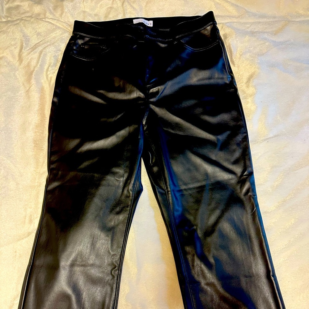 Loft black leather pants never worn